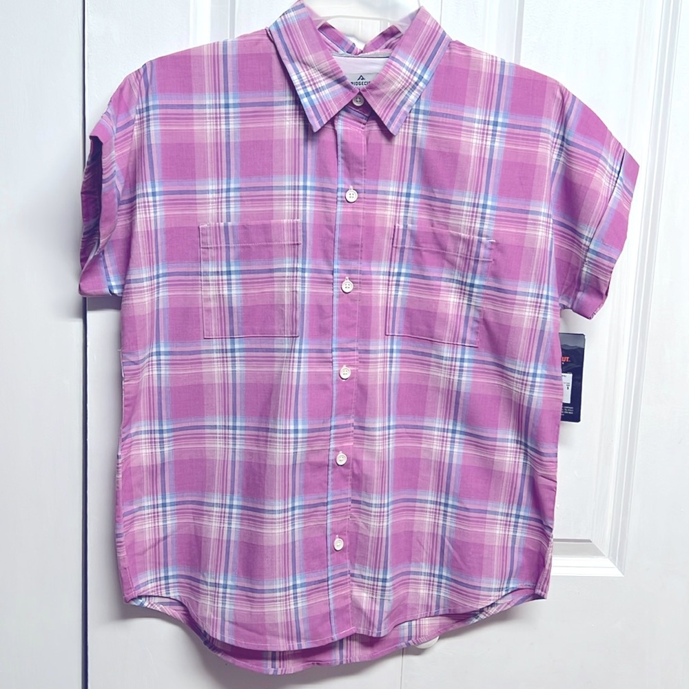Ridgecut Tough Wear Pink Plaid Boxy Camp Top Size S NWT